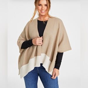 On 34th Tight Knit Reversible Wrap Sweater, Taupe , One Size